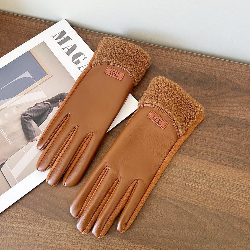 2025 leather gloves women's warm velvet thickened winter driving gloves