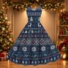 Women's Sexy Off Shoulder Christmas Print Retro Dress for Party