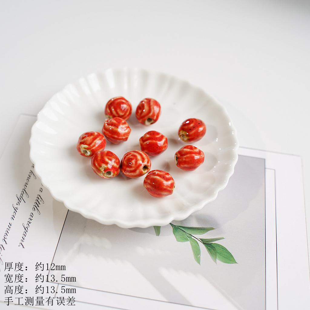 12Mm rose ball ceramic beaded accessories Jingdezhen bracelet necklace accessories DIY handmade materials wholesale high temperature