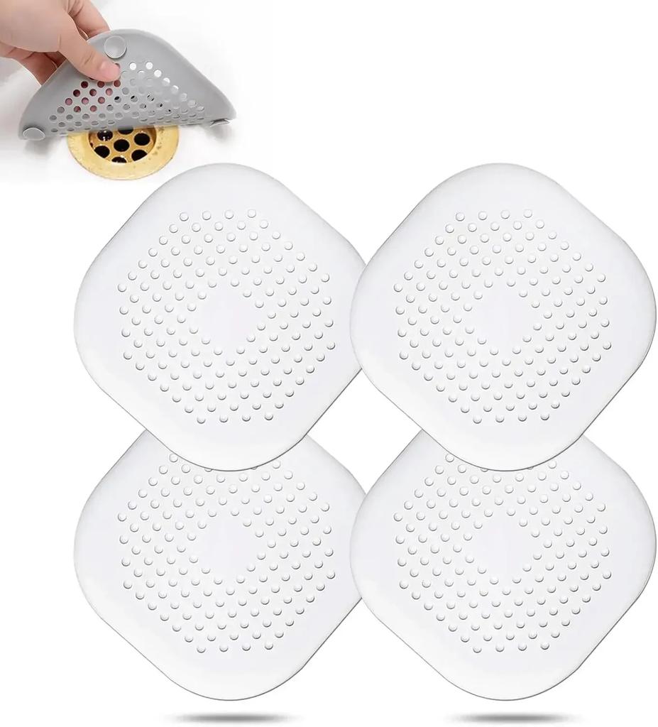 Durable Silicone Square Shower Drain Cover Prevents Sink Clogging, Shower Drain Strainer, Adsorption Sink Strainer, Convenient