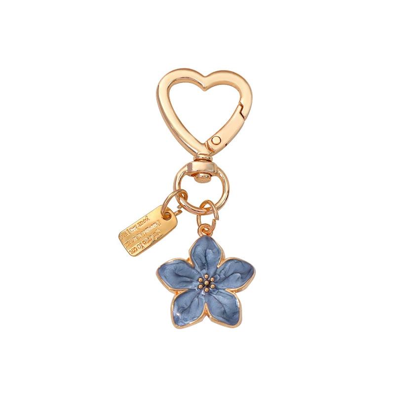 1PC Key Ring Friend Gifts Pendant Keychain Handbag Decor Heart-shaped Cute Metal Sakura Flower Cherry Blossom