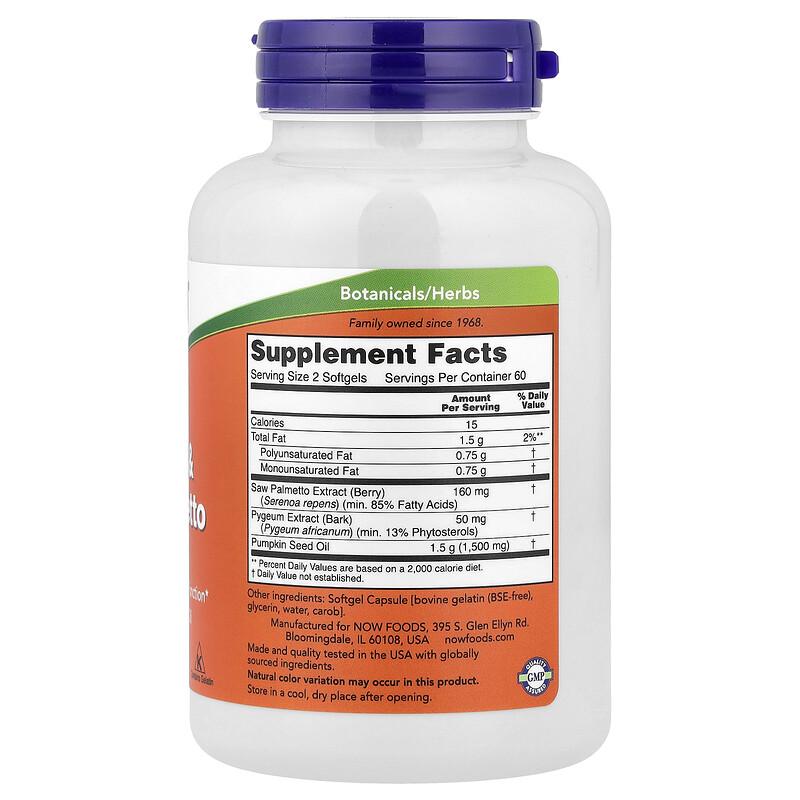 Pygeum & Saw Palmetto With Pumpkin Seed Oil, 120 Softgels