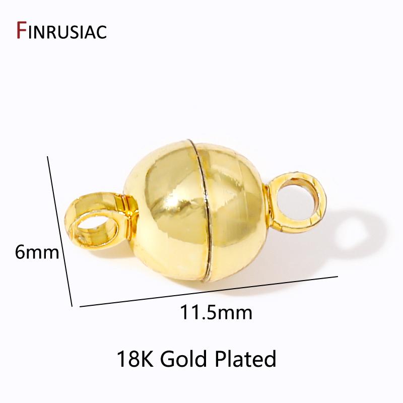 Wholesale 18K Gold Plated Brass Round Ball Strong Magnetic Clasps End Clasp Connectors For DIY Jewelry Making Supplies 5 pcs