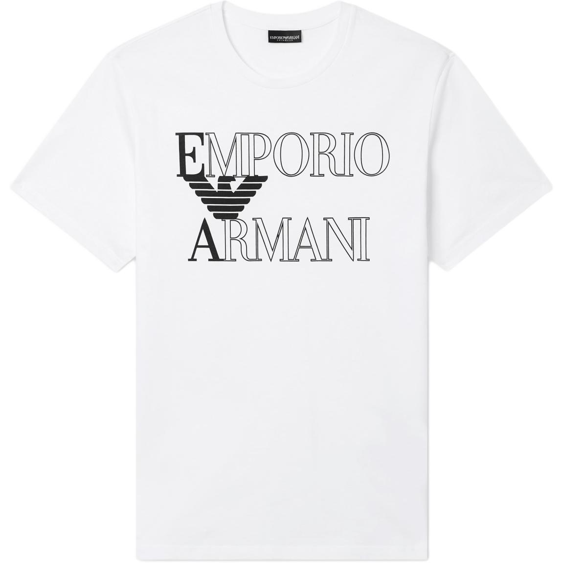 

Emporio Armani Хлопковый пуловер с принтом логотипа, круглым вырезом, коротким рукавом, пляжная футболка, мужские футболки EM000574-AF20434-U0002 L
