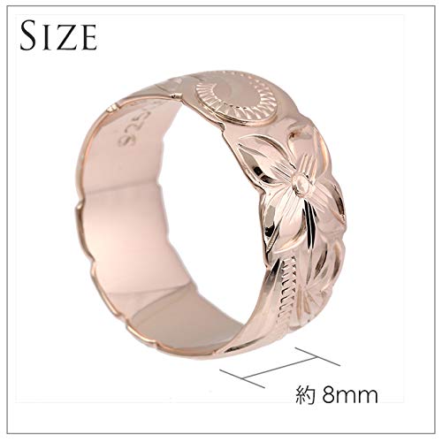Hawaiian Jewelry Ring Pink Gold Color 8mm Wave Plumeria Cutout Jewelry [LocoMocoAloha] [Genuine Product]