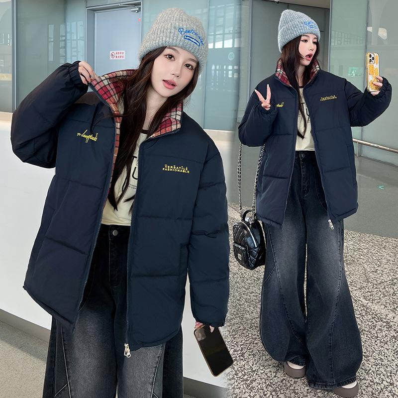 

DAFIFY Женская Мода Повседневные Осенне-Зимние Куртки и Пальто с Полосатым Принтом и Длинными Рукавами Пуховики XXXL темно-синий