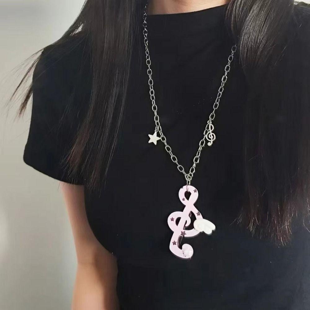 Sweater Chain Musical Note Necklace Millennium Style Angel Pendant Necklace  Daily Wear