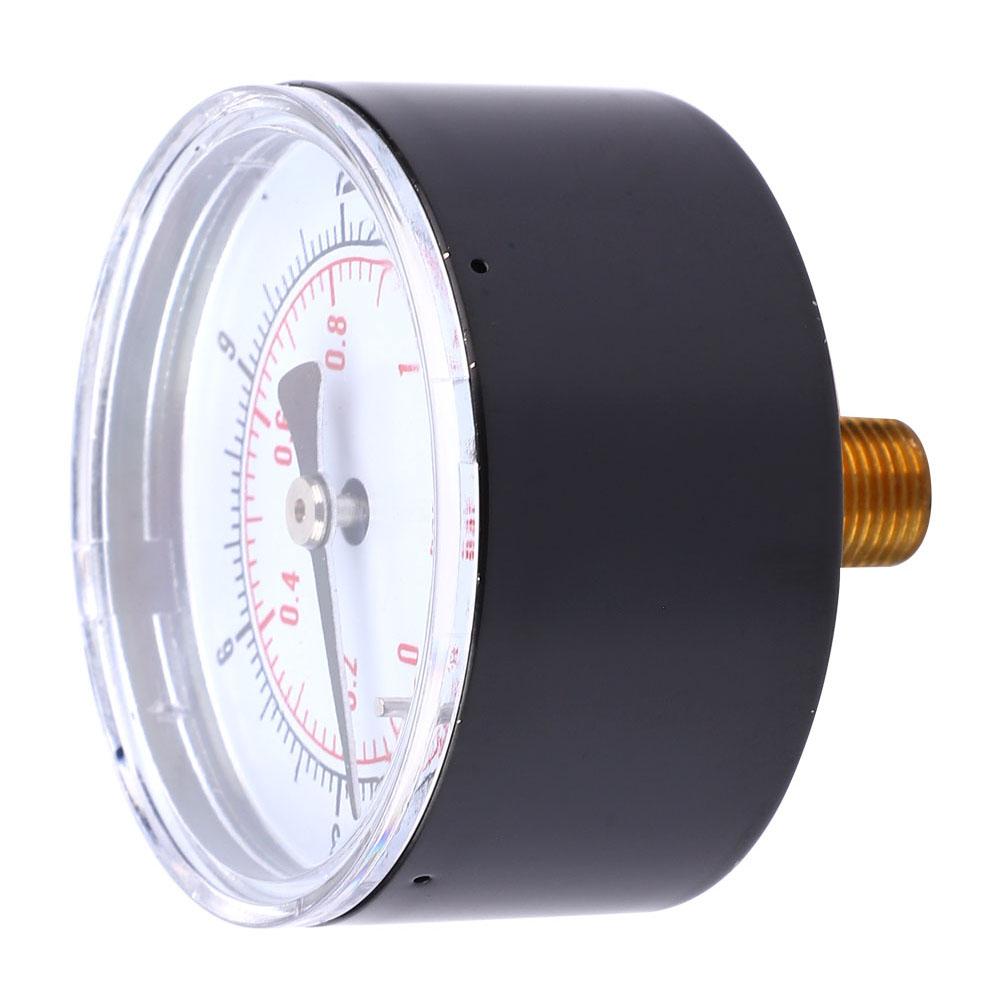 Pressure Gauge 50mm 1Celsius8 BSPT Back Connection for Water Oil Gas (0-15PSI 0-1Bar)