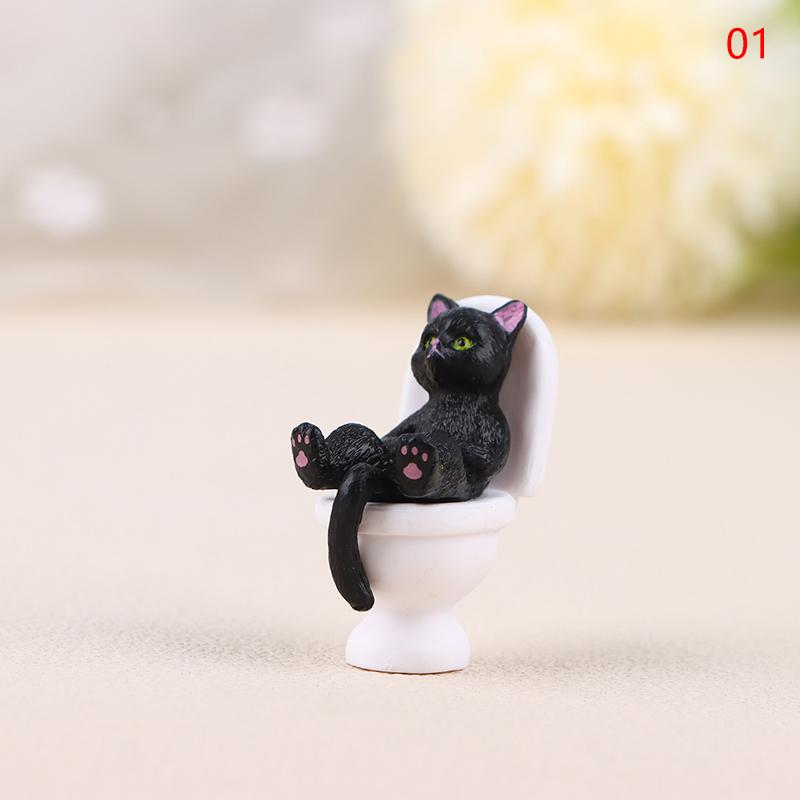 

1 шт., миниатюрная фигурка кошки из серии «Туалет», милая долговечная статуэтка кошки, красивая для украшения офиса, мини-кукольного домика