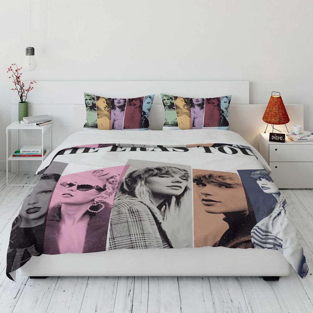 Pop Female Singer Taylors 3D Printing Bedding Set Celebrity Swift Duvet Cover Pillowcase Bed Kit Famous Star Quilt Cover Bed Set