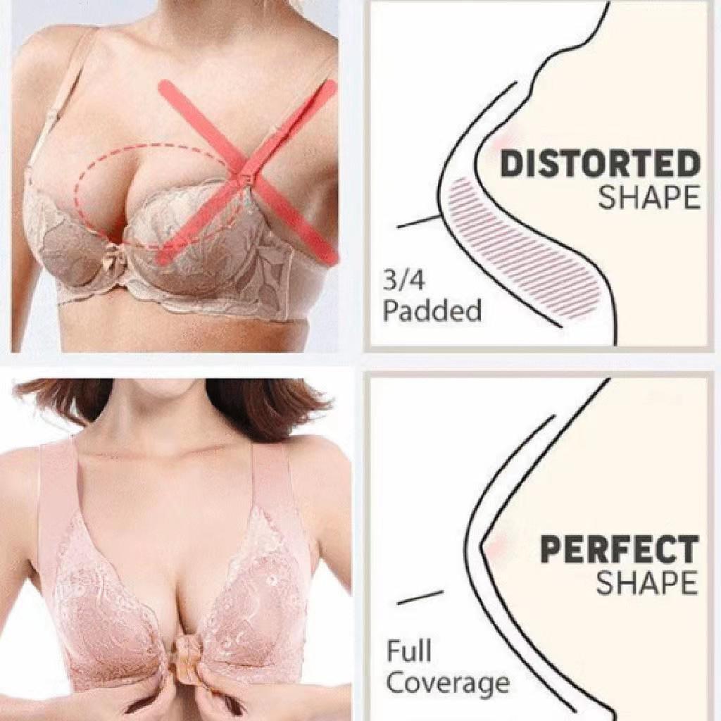 Plus Size Seamless Lace Push-Up Bra with Front Closure and Beautiful Back Design