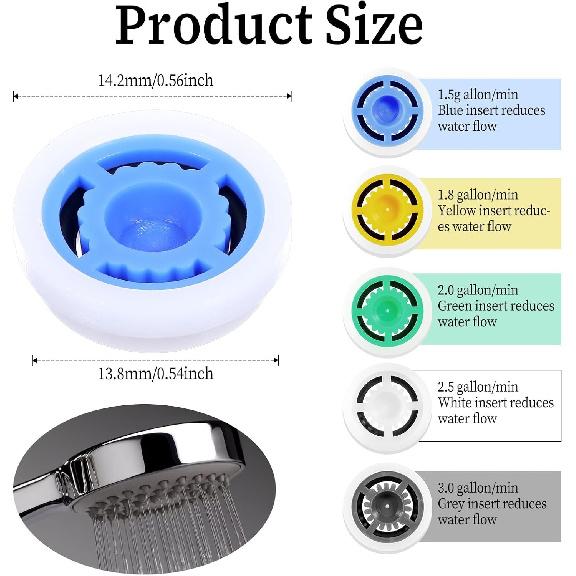 10 PCS Shower Flow Limiter, Gpm 1.5/1.8/2.0/2.5/3.0 Flow Restrictor Water Sav