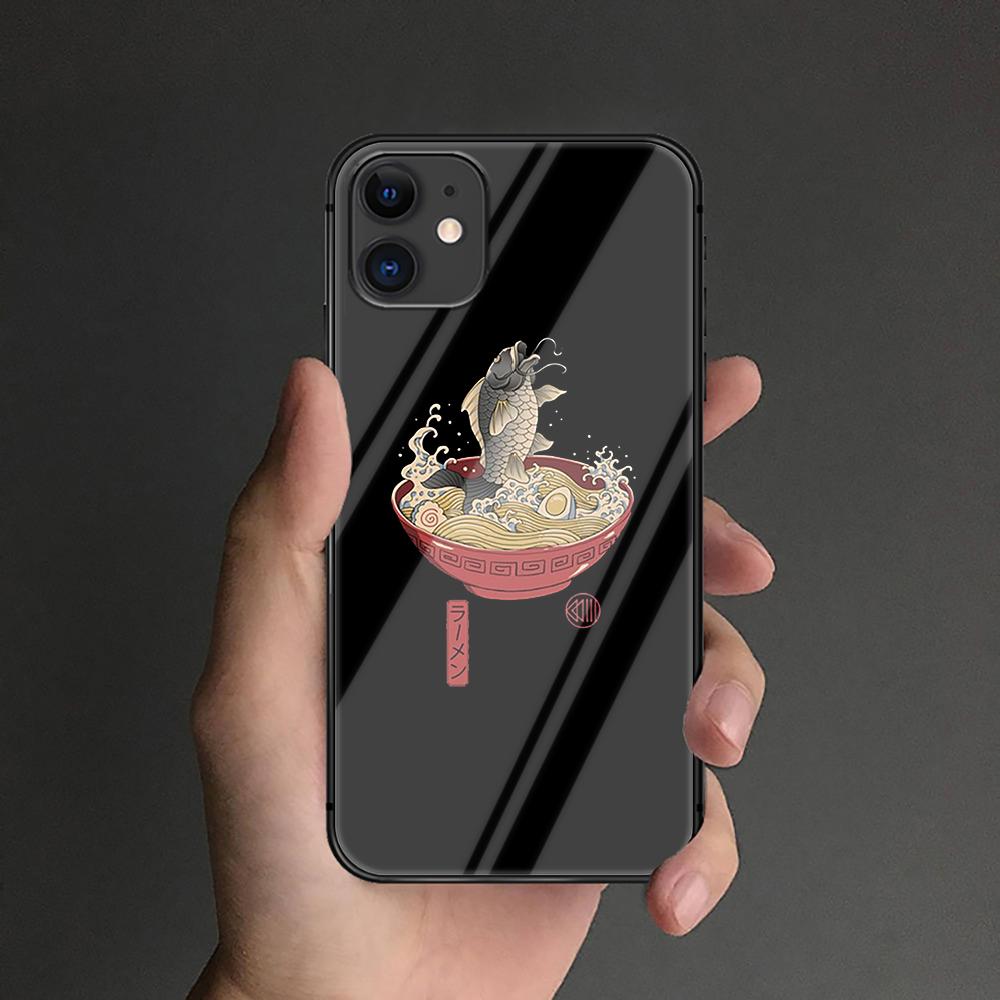 Pouzdro na telefon z tvrzeného skla Japanese Food Ramen pro iPhone Samsung Galaxy OnePlus Oppo Xiaomi Redmi Note SA 7 8 9 10 11 12 13 14 20 21 22 53 Pro Ultra