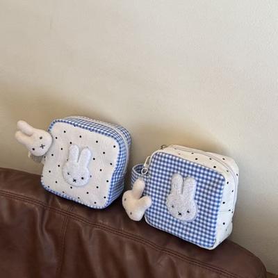 Sac de Rangement Mi Lapin à Carreaux Bleus, Mignon Sac Appareil Photo MiFi Lapin, Sac à Main Portable Multifonctionnel