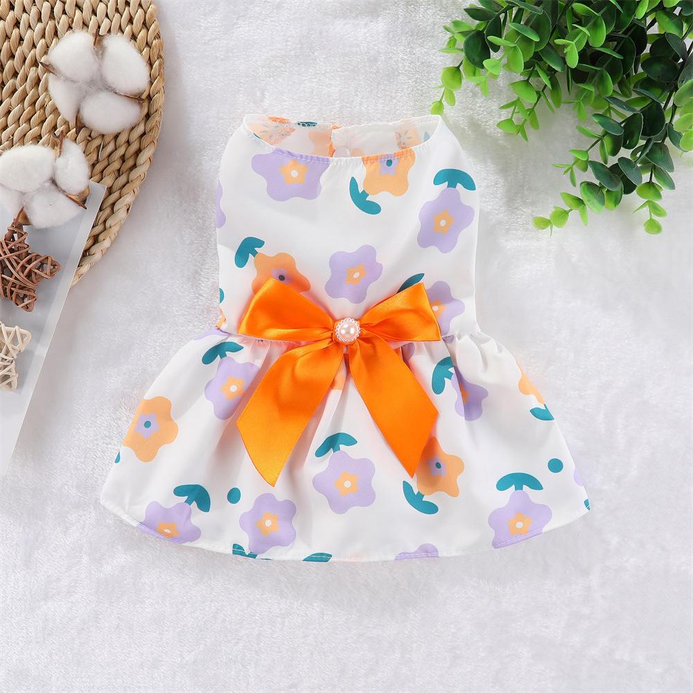 Spring/Summer Pet Clothes: Cute Cartoon Skirt for Dogs & Cats (Teddy, Pomeranian, Bichon)