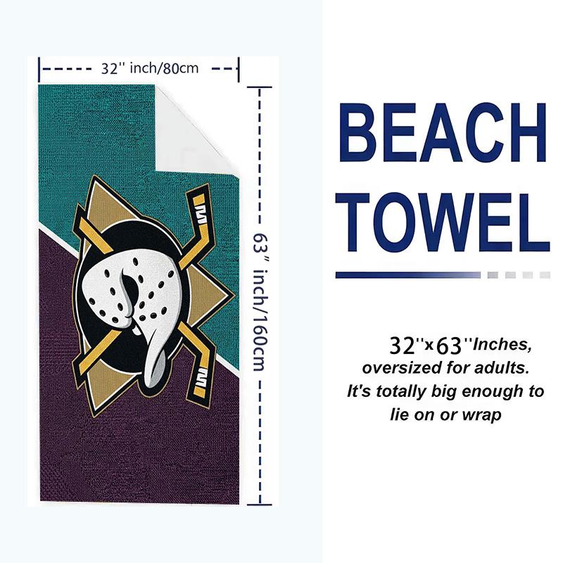 Anaheim Ducks Print Beach Towel, Large Soft Quick Dry Towel for Beach Camping Swimming