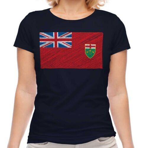 Ontario State Scribbling Flag Women T-Shirt Gift Football Shirt