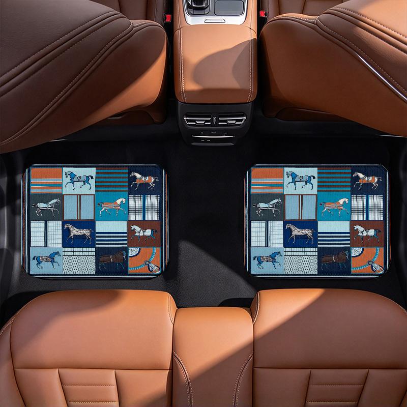Horse Art Pattern Black Car Floor Mats Full Coverage All-Season Car Mats, XPE Non-Slip And Wear-Resistant Mats Suitable for SUV Interiors, Textured Ca
