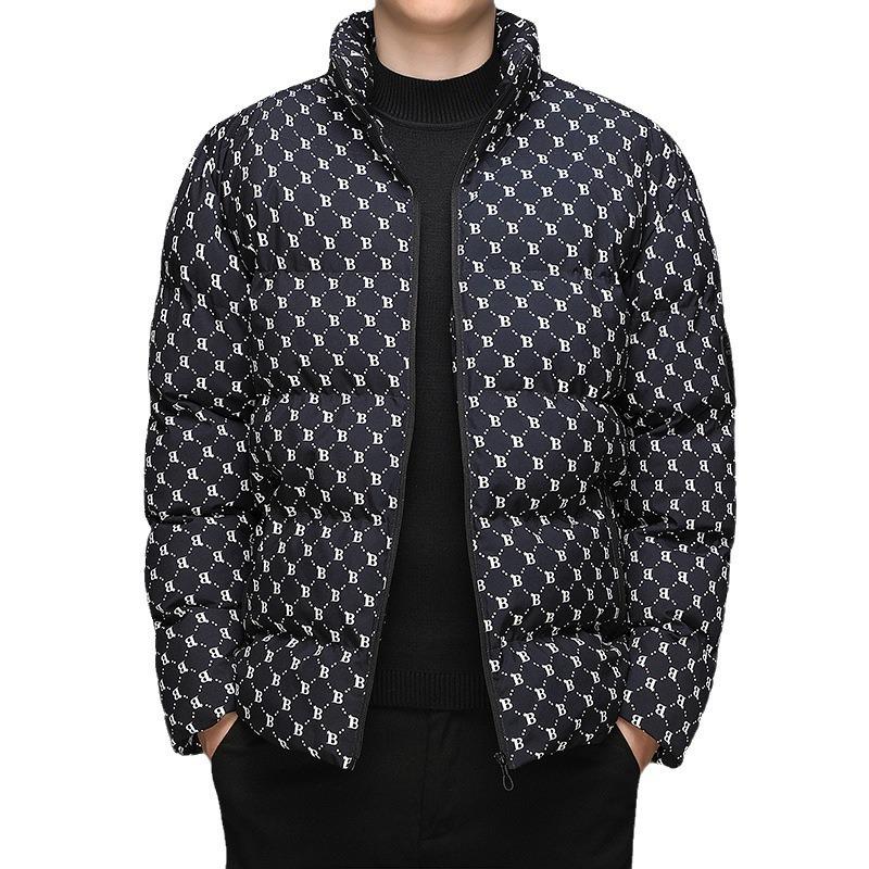 Padded clothes men's autumn and winter new trend letter cotton clothes thickened warm stand-up collar jacket men's bread clothes