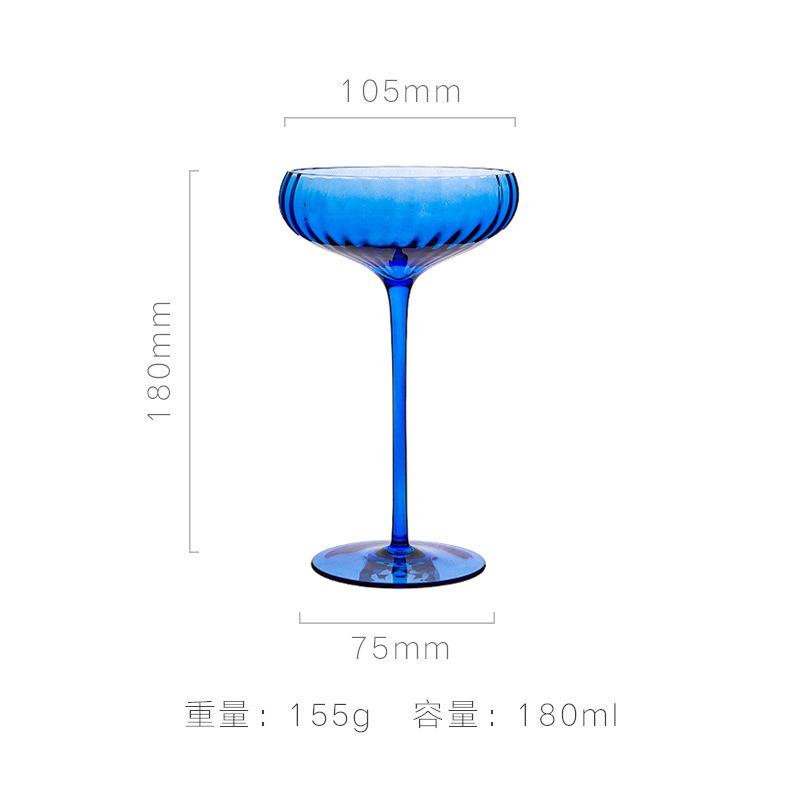 Blue Ripple Red Wine Glass Goblet Retro High Stem Crystal Glass Wine And Champagne Glass For Home