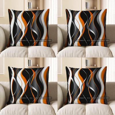 Home Decor Stylish Abstract Wavy Lines Digital Print Pillow Pattern Cushion Cover Suitable for Sofa Bedroom Car Pillow Cover