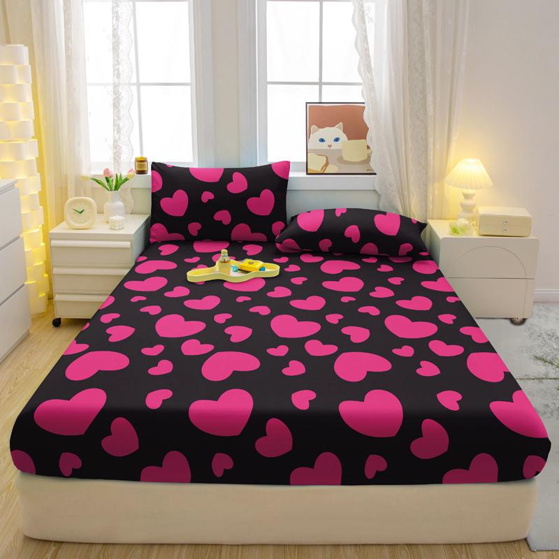 1 Einfaches Modernes Herzförmiges Bedrucktes Mattes Spannbettlaken, Schlafzimmer Bedruckte Bettdecke, Bettwäsche (Ohne Kissenbezüge)