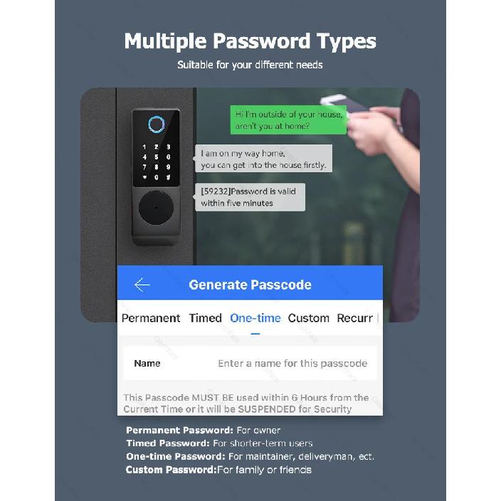 TTLock WIFI Version Double Side Fingerprint Waterproof Outdoor Gate Passcode Rfid Card Keyless Smart Door Lock