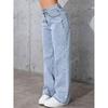 New Women's High Waist Straight Leg Jeans, Sweet & Spicy Style Loose Fit Denim Pants for Summer, Trendy Versatile Casual Trousers