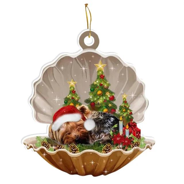 Cute Christmas Puppy Dog Shell Hanging Ornaments Xmas Tree Hanging Pendants Happy New Year 2024 Merry Christmas Decor For Home