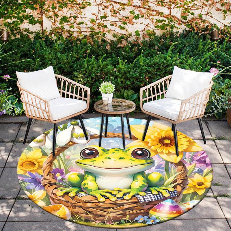 1pc Soft, Absorbent & Non Slip Cute Frog Round Rug Soft Circle Rug for Living Room & Bedroom Decor, Chair Mats, and Unforgettable Home Gifts