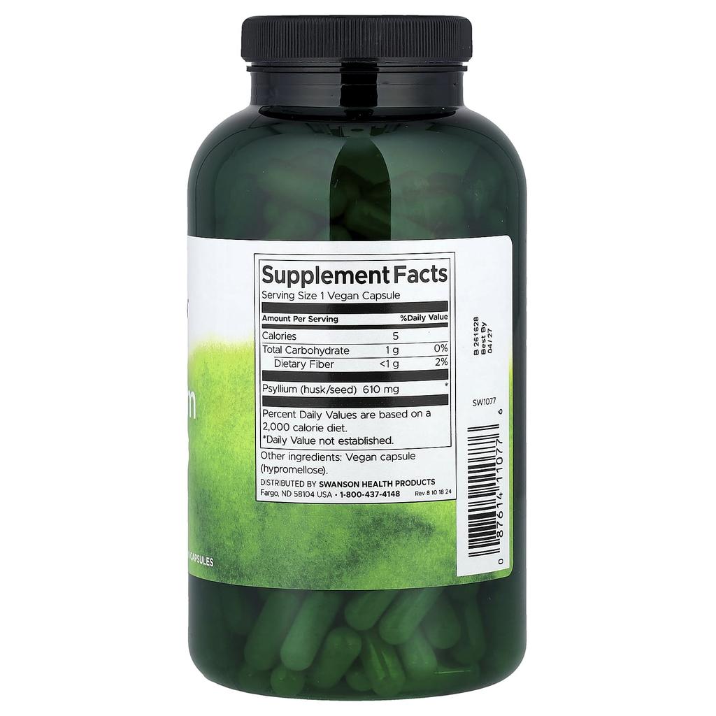 Psyllium Husk, 610Mg, 300 Capsules