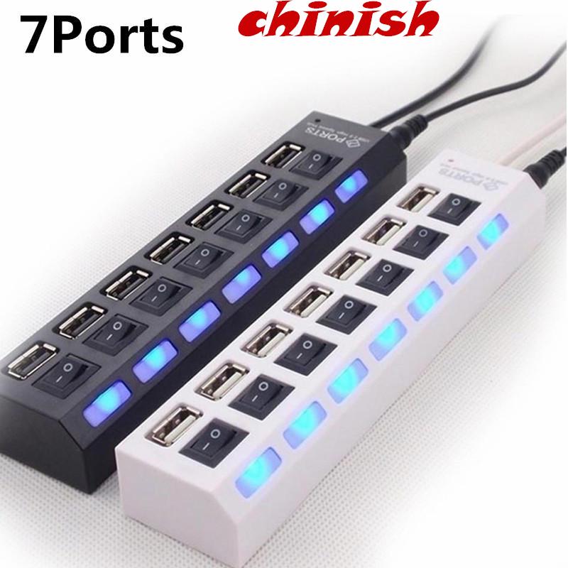 

Черный USB 2.0 Привет-скорости 4/7 порт Splitter хаб адаптер для ПК горячие