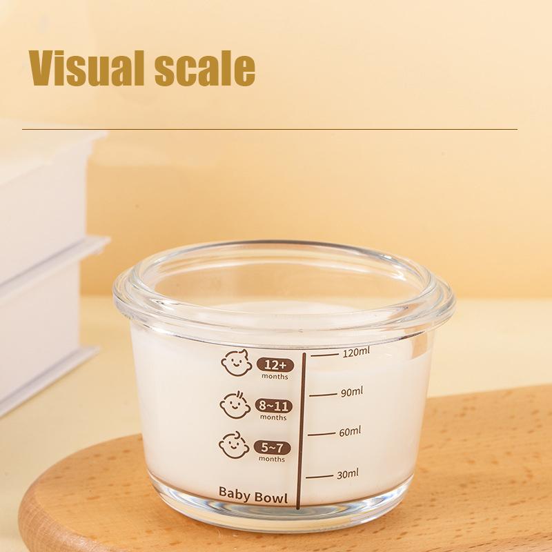 Glass Bowl Baby Food Supplement Bowl With Scale Portable Lunch Box Food Storage Seal Heating Food Grade Silicone