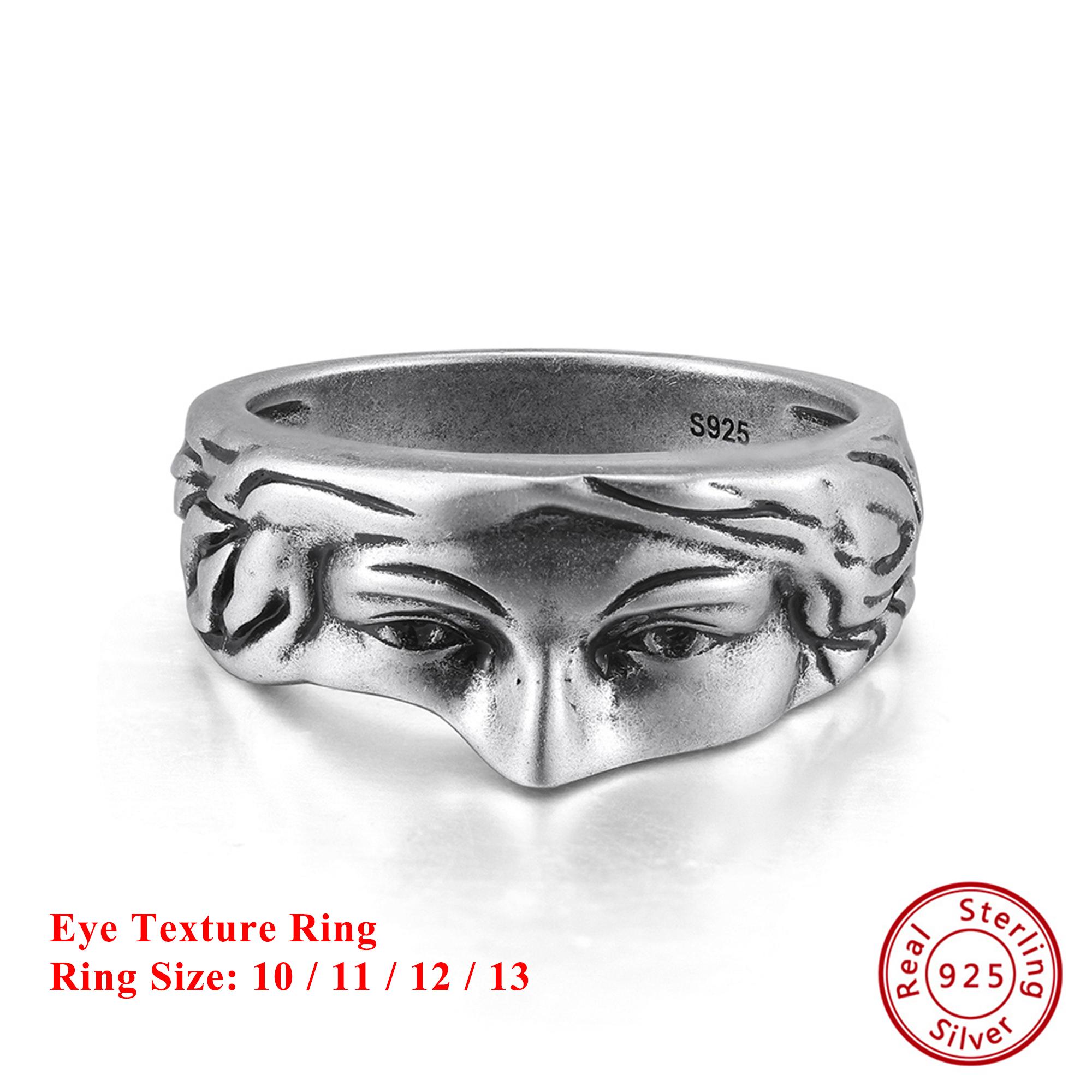 

Effie Queen 100% S925 Silver Eye Texture Oxidized Silver Eternity Ring Size 10/11/12/13 Banquet Jewelry for Men, Women NMR18 10