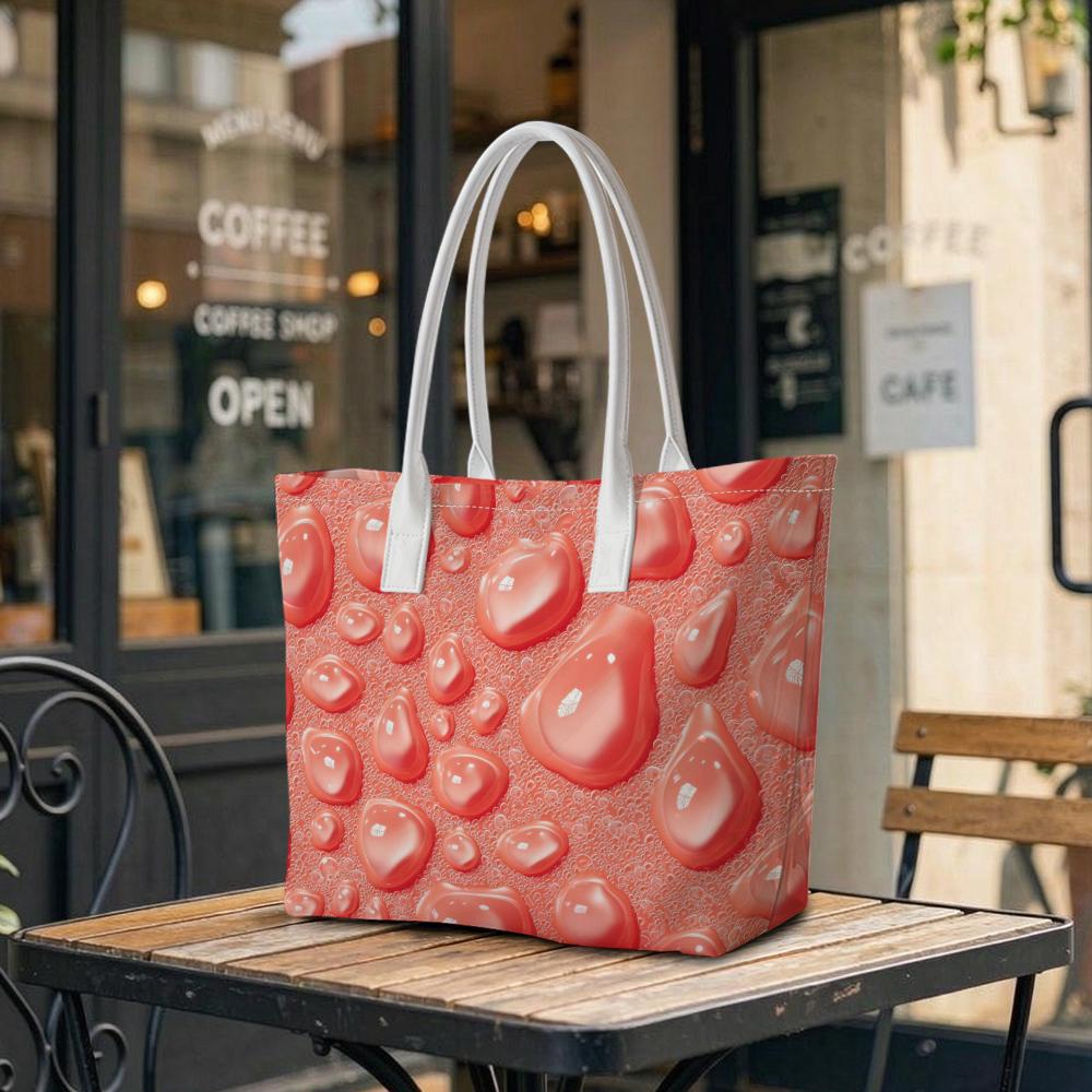 Coral Waterdrop Pattern Tote Bag for Daily Use
