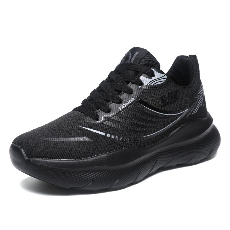 2025 new mesh student running shoes soft sole cold sticky shoes trendy men's shoes flying woven couple shoes