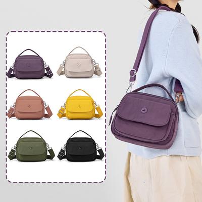 Women's Crossbody Bag Solid Color Shoulder Nylon Bag Lightweight Small Square Bag