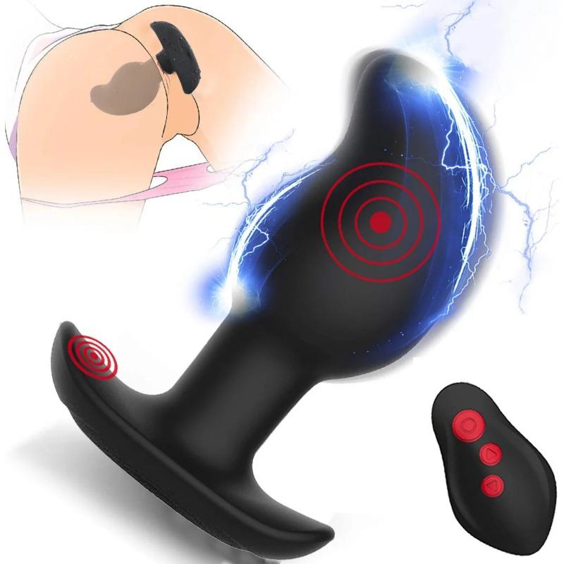 Vibrating Electric Shock Anal Plug Massager Anal Trainer 8 Stimulation Remote Control G Spot Vibrator For Men Women Beginner