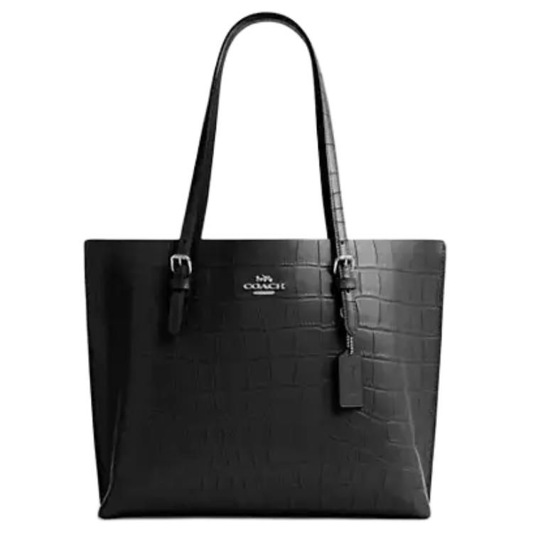 

Coach 33 Silver Metal Accessories Leather Tote Shopping Bag Shoulder Handbag Large Women Tote Black CW018-SVBK Basic Set (Bag+Dust Bag)