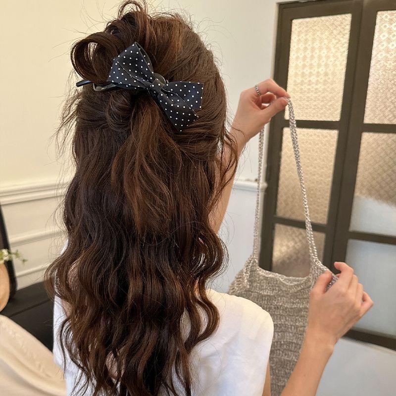 Elegant Dot Bow Hair Clips for Girls Satin Twist Hairpins Hairgrip Korea Back of Headwear Barrettes Women Hair Accessories