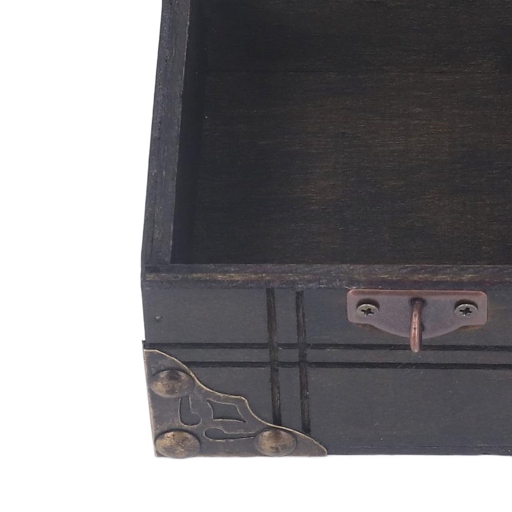 С замком Винтажная деревянная шкатулка Ручная работа Шкатулка для безделушек Хранение украшений Шкатулка для хранения украшений Домашний декор