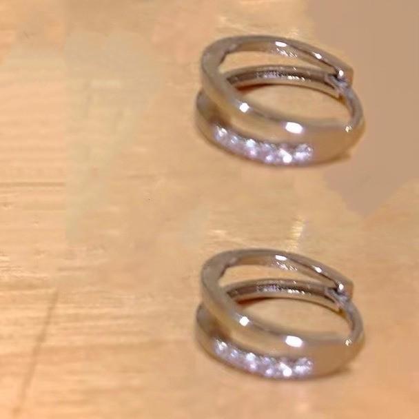 Exquisite Zirkon Ohrklemmen - Damen Luxus Symmetrische Doppellagige Kreis Ohrringe