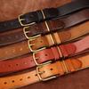 Men'S Retro Washed Old Vegetable Tanned First Layer Pure Cowhide Belt Leather Pin Buckle Casual Jeans Belt Men'S