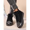 Muffin Lace-up Warm Cotton Shoes 2025 Winter New Platform Size Rhinestone Snow Boots for Women