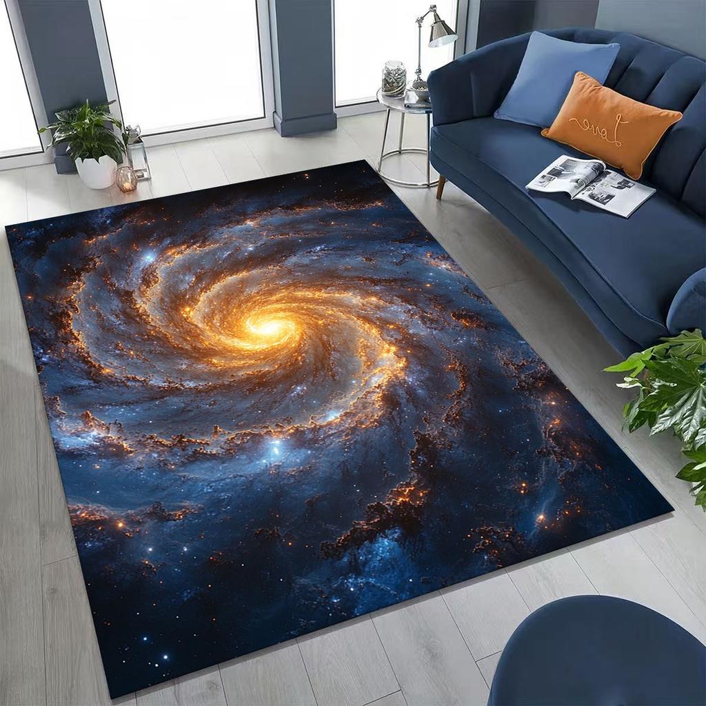 Dreamy Galaxy Universe Space Stars Black Hole Earth Rug for Bedroom Living Room Sofa Home Doormat Decor,Kid Non-slip Floor Mat