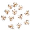 10 Flower-shaped Pearl Button Hairpins; Crystal Rhinestone Headwear Clips; Sparkling Button Accessories.