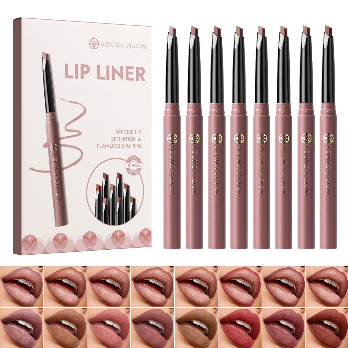 

8pcs/Set Lip Liner Pen Set Long-Lasting, Waterproof Sweatproof, Easy Coloring Non-fading Color Rendering Lip Gloss Beauty Makeup