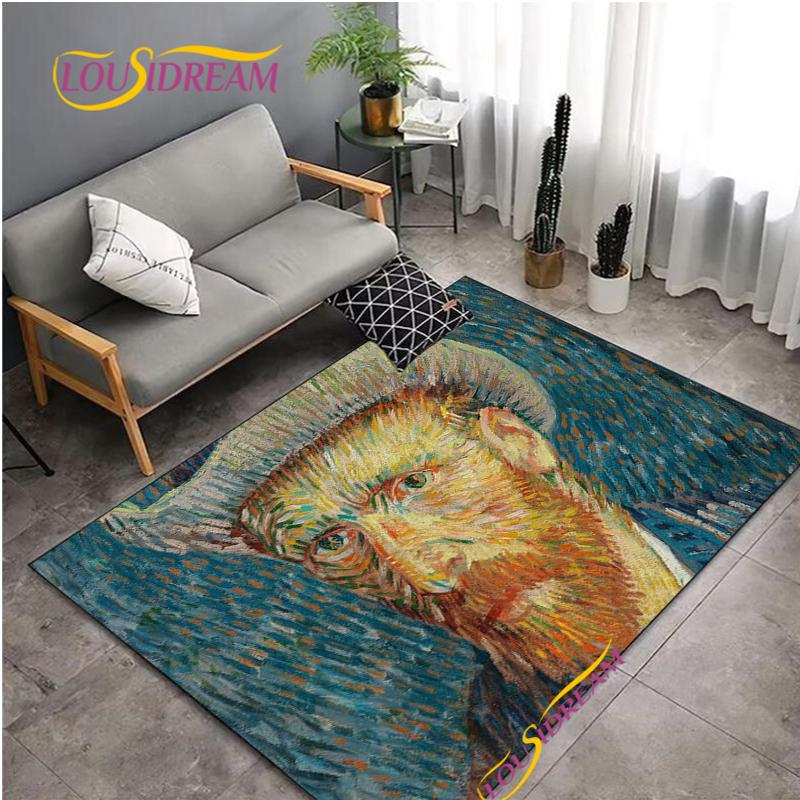 Fashion Van Gogh Art Carpet for Living Room Bedroom Rugs Kitchen Kids Door Un-slip Floor Mats Alfombra Birthday gift Poster Mat