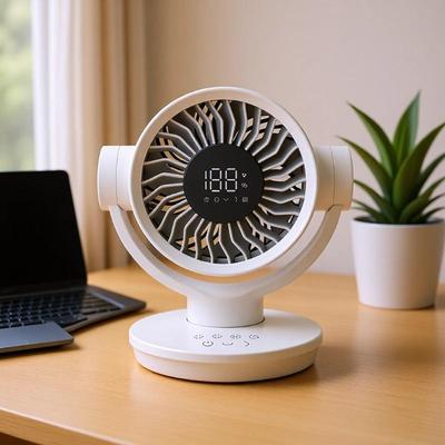 8-Shape Head Shaking Desktop Fan: 100-Speed Adjustable, Silent, Compact Summer Circulation