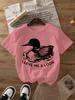 Polyester Knit Fabric with Cartoon Duck Print Short Sleeve Regular Length
